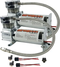 airmaxxx 2 Chrome 400 Air Compressors Dual Pack Air Suspension System 120/150