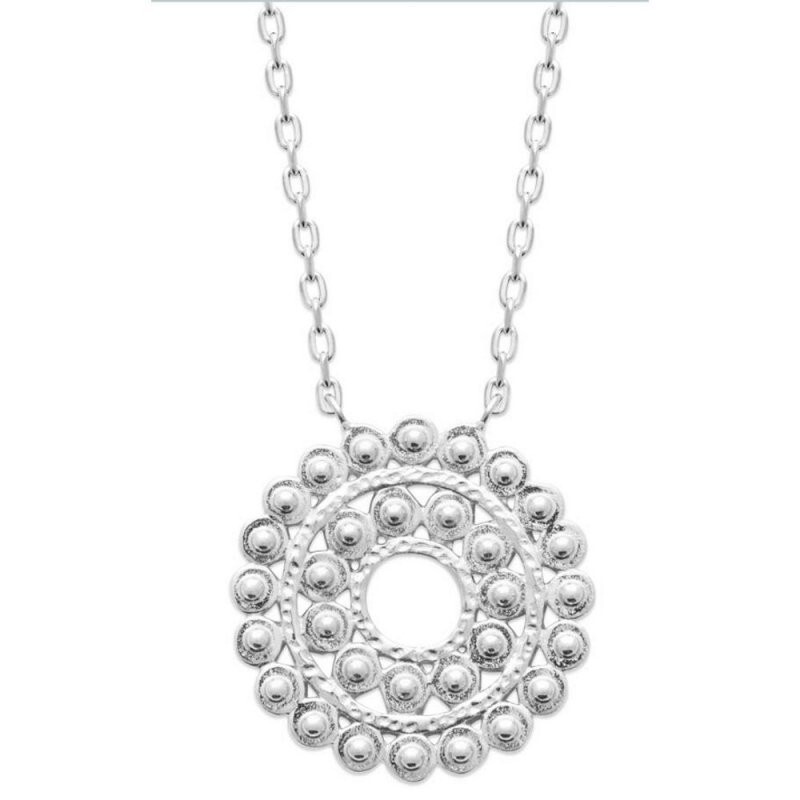 Collier pendentif perlées argent massif 925 rhodié haute joaillerie