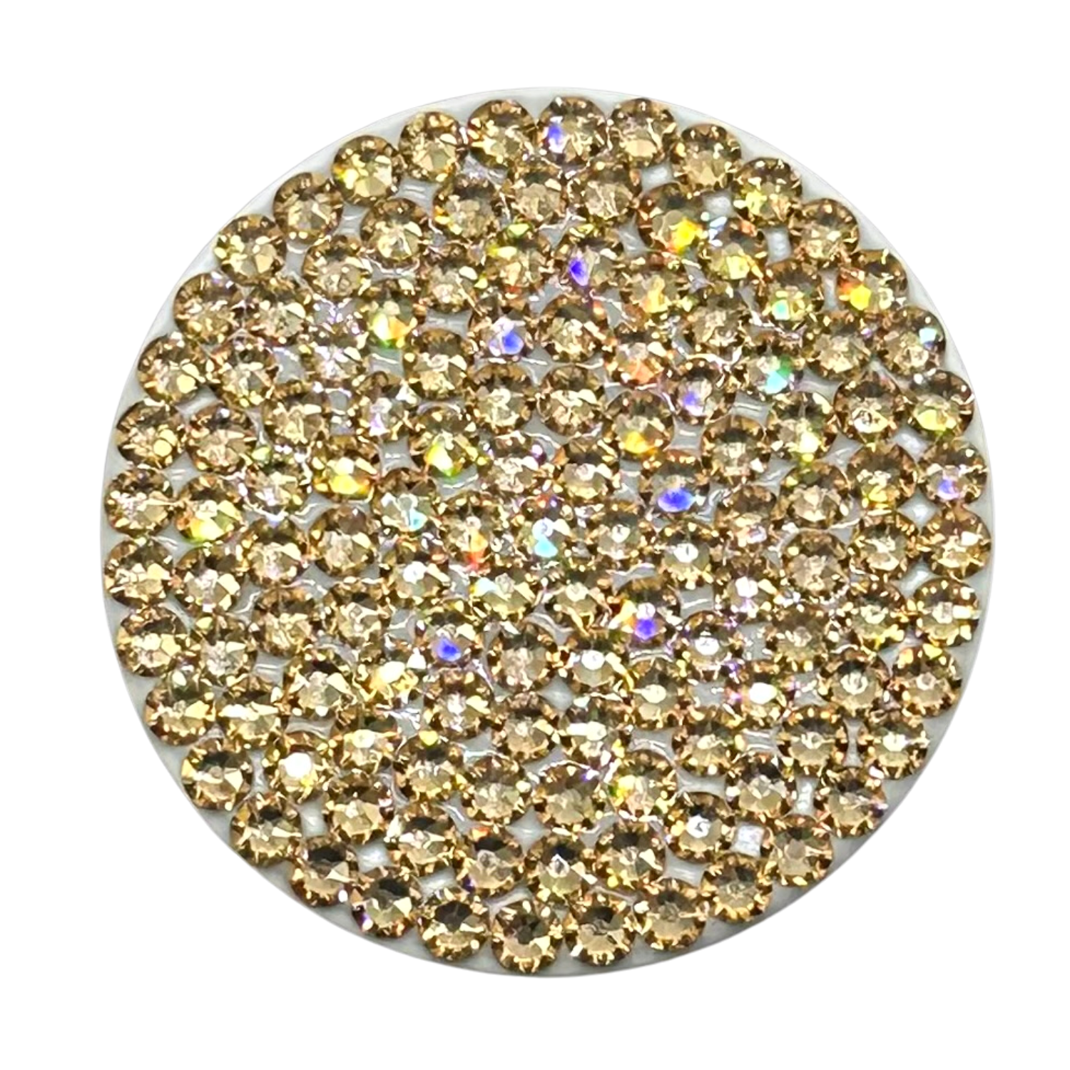 Handmade Bling White Popsocket made with Light Colorado Topaz Swarovski Crystals-image