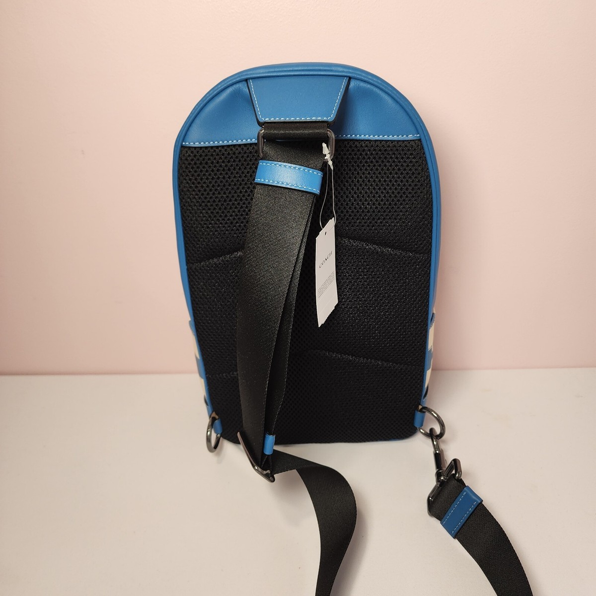 Coach Blue and White Checkered Sling Backpack - Coach West Pack Coach West Pack Crossbody Review - YouTube main image 2
