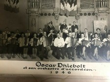 Antyczne zdjęcie sygnowane ramką szkło 1946 akordeon  