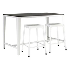 3 Pcs Farmhouse Monoco Counter Height Table Wooden Espresso/Metal White Color