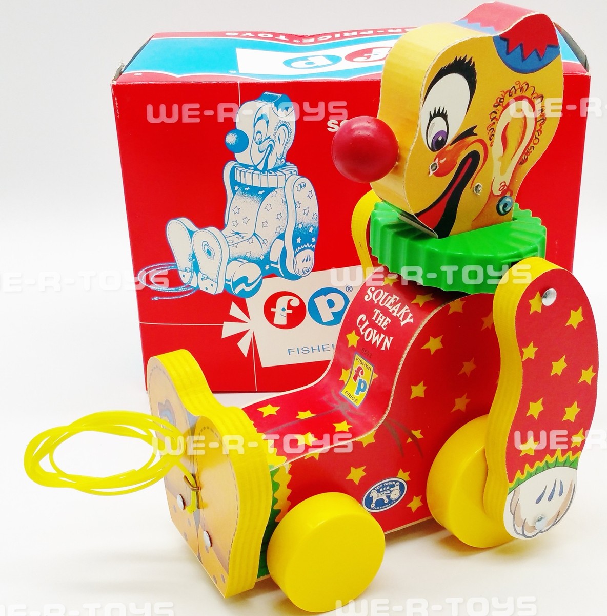 Fisher-Price Squeaky The Clown Pull Toy FP 1995 #76593 Made in