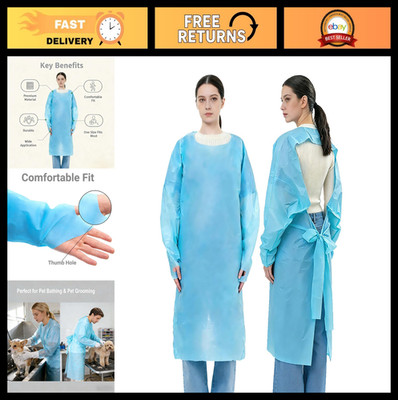 20 Pack Waterproof Disposable Isolation Gowns with Waist Ties & Thumb Loops, One
