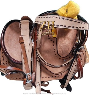 Western Leather Horse Saddle Handmade Barrel Racing Tooled Trail Tack Equestrian