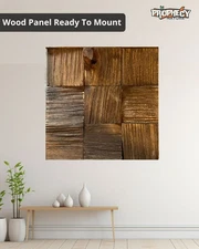 12”x12” Solid Wood Wall Panel – Decorative 3D Wooden Art Panel – Ready to Mount 