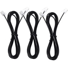Telephone landline Extension Cord Cable with Standard 3Ft-3Pack, Black 