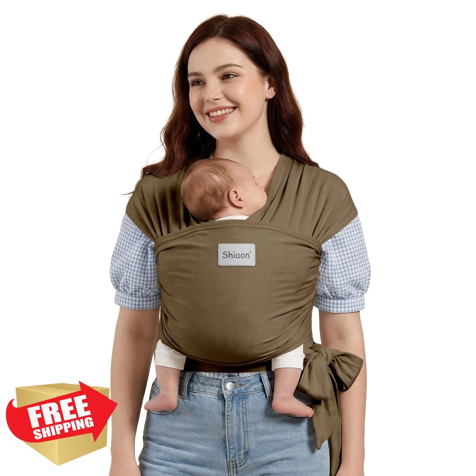 Shiaon Baby Wrap Carrier Brown One Size