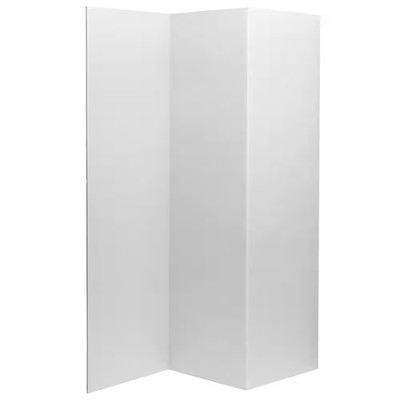 6 Ft. Tall White Temporary Cardboard Folding Screen - 3 Panel