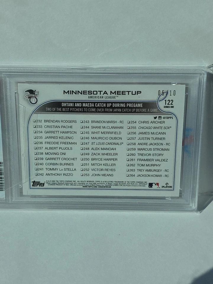 2022 Topps Shohei Ohtani SSP!! 5/10 Series 1 1st Edition HOT PINK  PSA NM-MT 8 - Image 4 of 4