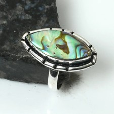 Anello fatto a mano pietra preziosa conchiglia Abalone gioielli per unisex misura USA - 9,5 AR 15640
