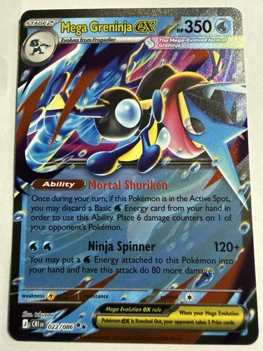 Mega Greninja ex 022/086 Double Rare ME04 Chaos Rising Pokemon Near Mint