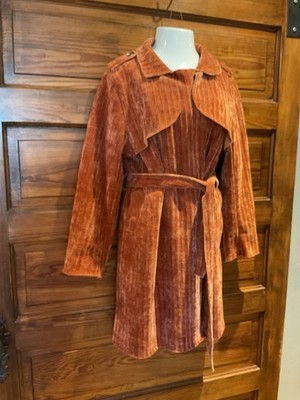 David & Dani Textured Chenille Rust Trench Coat Jacket Plus 2X