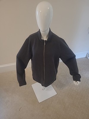 Karen Scott Sport Jacket Womens L Gray Full Zip Long Sleeve Pockets Sweater