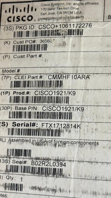 Cisco CISCO1921/K9 Integrated Services Gigabit Network Router OPEN BOX