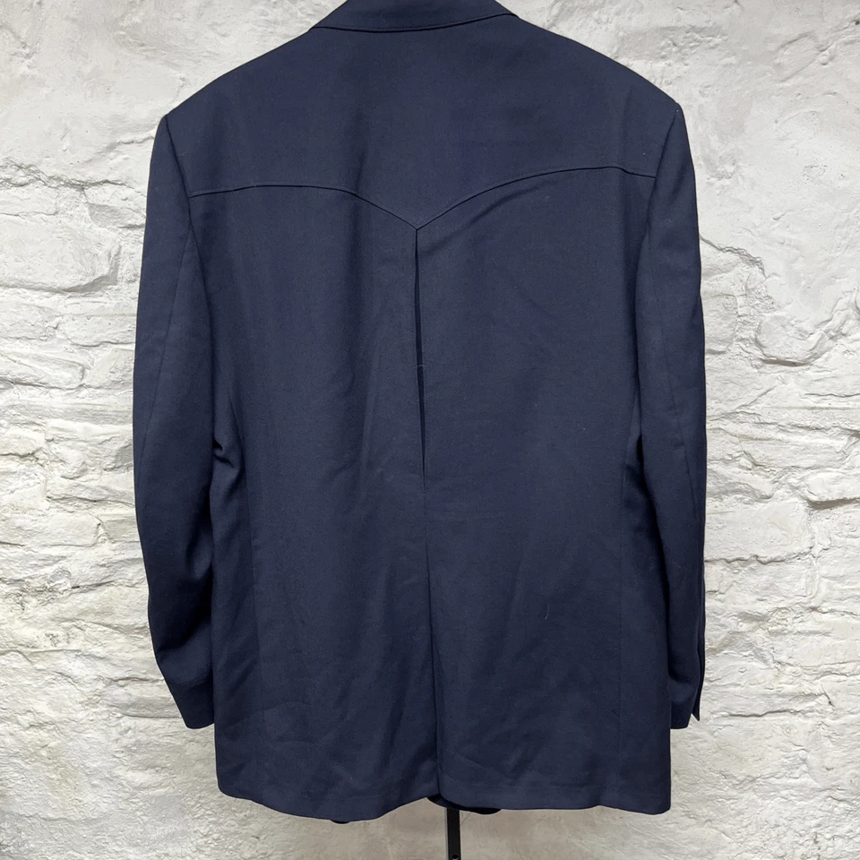 Circle S Blazer Mens 48L Western Navy Blue Sport Coat Blazer Made In USA Vintage - Image 4 of 4
