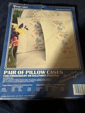   New  Vogart Crafts Stamped Cross Stitch Pillowcase Pair  Butterflies  