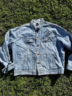 Vintage Lee Denim Trucker Jacket Mens Xtra Large Reg Blue Pockets 90s Biker