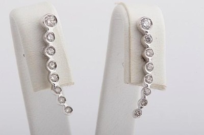 Brillant Diamant Ohrringe Länge 22mm 18 Karat 750 Weiß Gold .