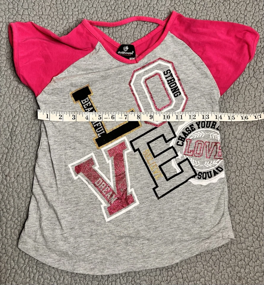 Camiseta Casa de Muñecas Gris Y Rosa Con Estampado Gráfico Niñas Talla 14/16 Foto 4 de 4