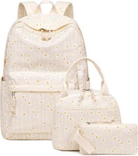 School Backpack Set Girls Womens Lap Bookbag Casual Daypack Fits 15 inch La