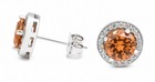 LAB CREATED 2.30 Cts IMPERIAL TOPAZ  & W/SAPPHIRE STUD EARRINGS .925 Silver -NWT — photo 2