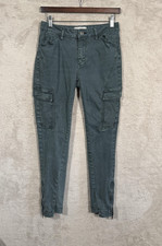 Free People Pants Womens 27 Green Cargo Skinny Ankle Zip Stretch High Rise