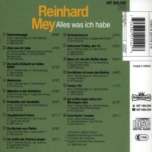 Reinhard Mey Alles was ich habe (CD) - Image 2 of 2
