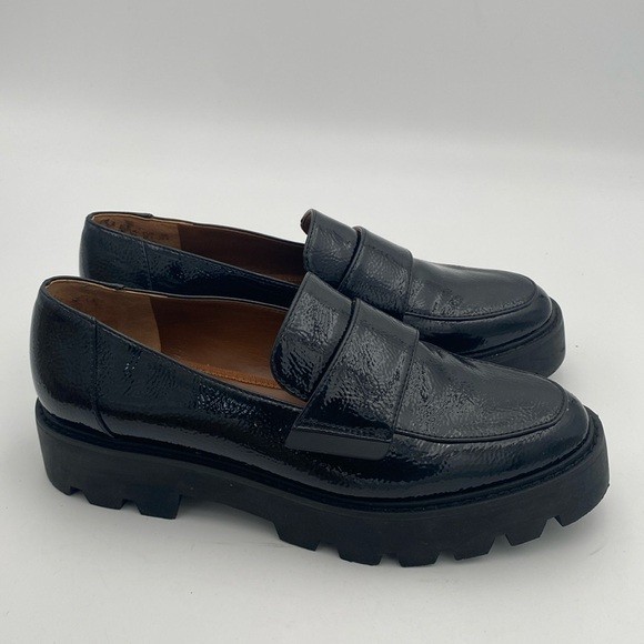 SAOLA Mocassino Franco Sarto Lug Sole Penny Nero Vernice Pelle Donna 8 5M slip on y2K