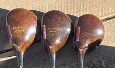 MacGregor BT2W Tourney Velocitized Persimmon Woods 1,2,4, Stiff, Original Grips