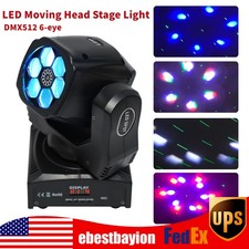 6 LED Bee Eye Laser Moving Head Light DMX512 Beam Stage Light DJ Disco RGBW 100W