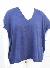 Bryn Walker Womens Medium Blue V-Neck Tunic Top Oversized Boxy Dolman USA Made