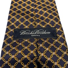 NWT Brooks Brothers Makers Men's Pure Silk Tie Blue Gold Made in USA Classic