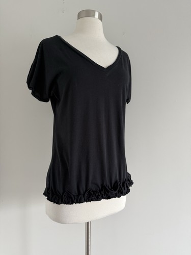 WEEKEND MaxMara COTTON JERSEY V- NECK SHORT SLEEVE SHIRT BLOUSE TOP SZ L - Picture 4 of 7