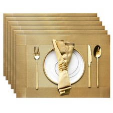 6 PCS Table Placemats Heat Resistant Woven Vinyl NonSlip Easy Clean