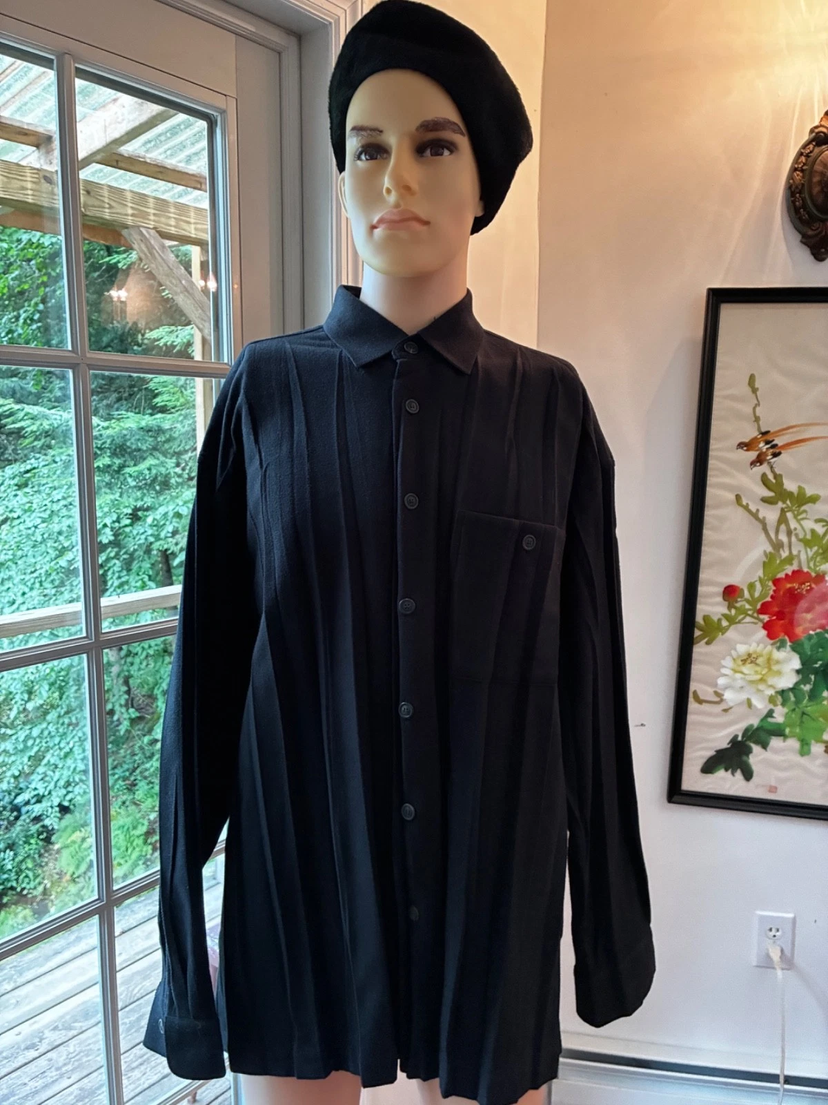 Men’s Issay Miyake pleated heavy shirt - product detail image 2