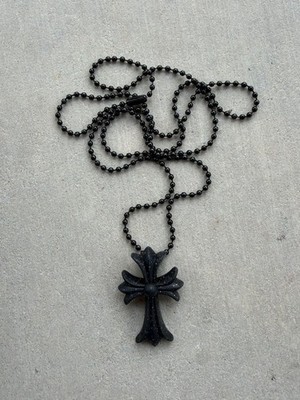 Chrome Hearts Silichrome Glitter Cross Necklace – Black | eBay