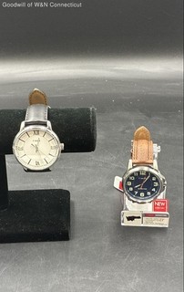 Timex Watch Lot of 2 Expedition TW4B16000 & Dress Watch TW2U56900 Leather Straps