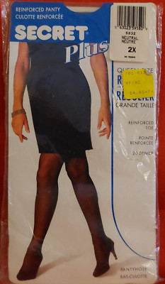 Vintage Pantyhose Secret Plus Reinforced Panty Color Neutral Size 2X BQUE2