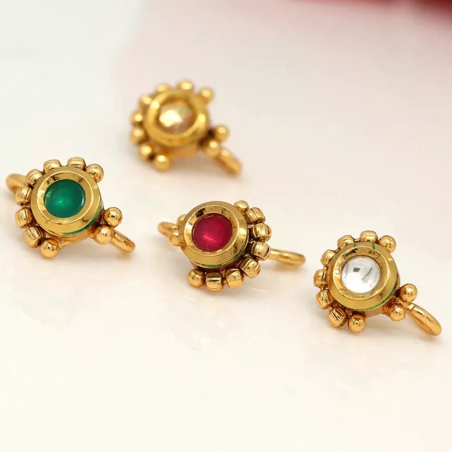 Multi Color Kundan Nose Pin Combo Of 4 Pieces eBay