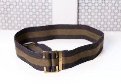 Gucci Vintage Brown Soft Striped Gold Buckle Waist Belt (36 in, 90cm) Authentic GUCCI Brown Monogram Canvas Silver Interlocking G  main image 2