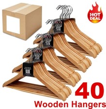 20/40X Wooden Hangers Suit Hangers Premium Natural Finish Utopia Clothes Durable