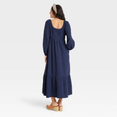 Balloon Long Sleeve 100% Cotton Maxi Dress - Universal Thread Navy Blue 3X  - NWT | eBay
