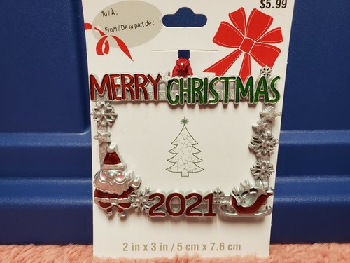 Studio Decor Christmas Ornament Frame 2021 Merry Christmas Frame Ornament 3.5" - Picture 2 of 3