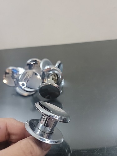 Vintage MCM chrome Silver Knobs Drawer Pulls Round 6 Pc 1 1/4" - Picture 3 of 3