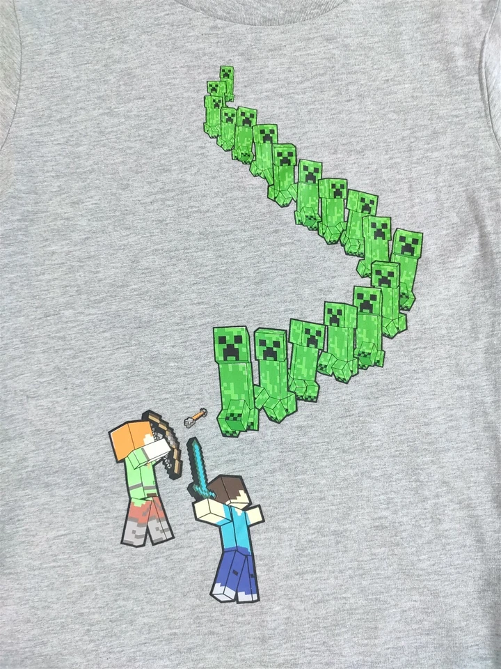 Camisa Minecraft Niños Pequeña 6-7 Creeper Line Camiseta Manga Corta Steve Alex Camiseta Foto 2 de 4
