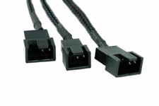 Phobya Y-Cable, 4-Pin Molex to 2x 4-Pin PWM and 1x 3-Pin, 30cm, Sleeved, Black