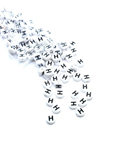 500, 1000 7mm white flat round mixed & single letters acrylic alphabet beads A-Z - Picture 19 of 57