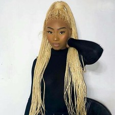 613 Blond Braided Wig Long Cornrow Braid Wig for Women Handmade Micro Box Braid