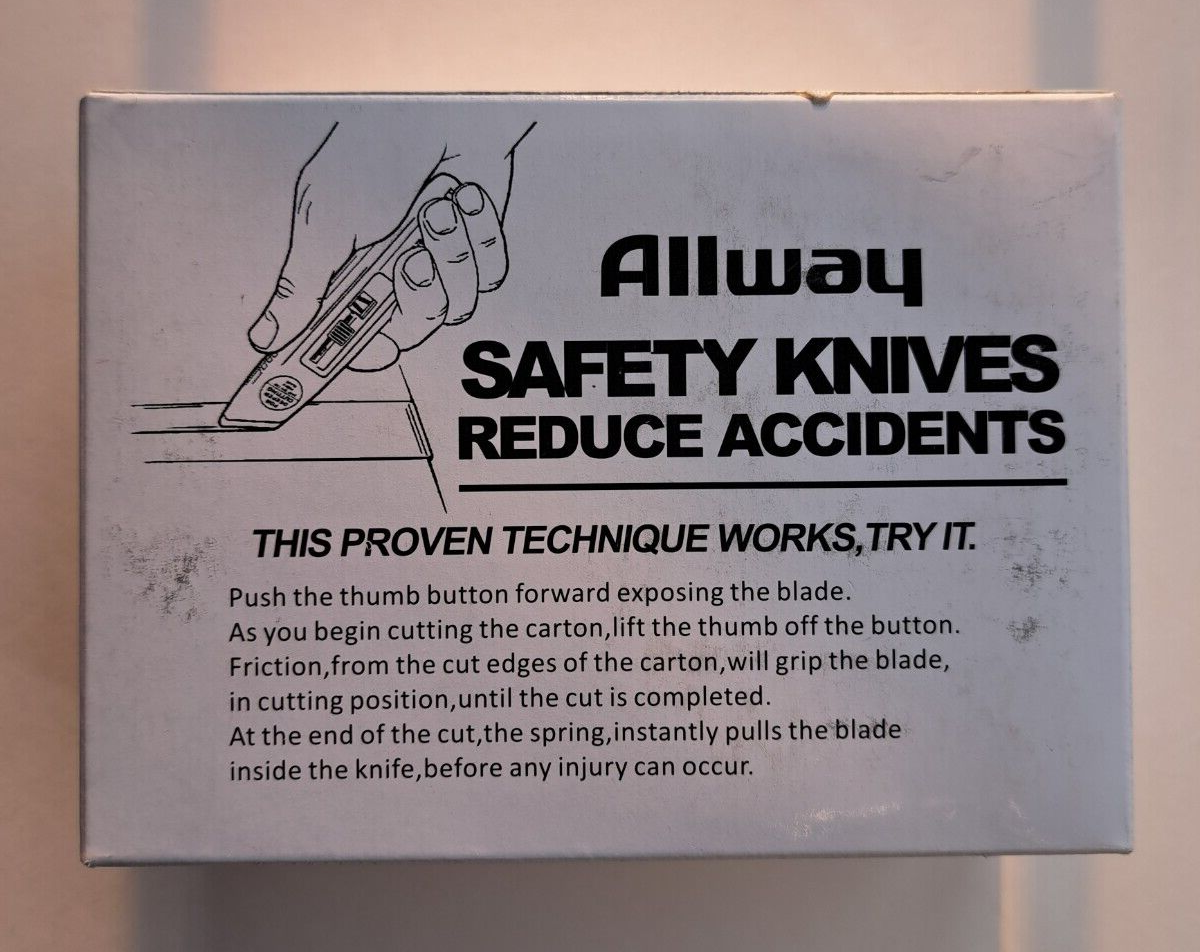 12 ct Allway Tools SelfRetracting Plastic Box Cutters Safety Knives eBay